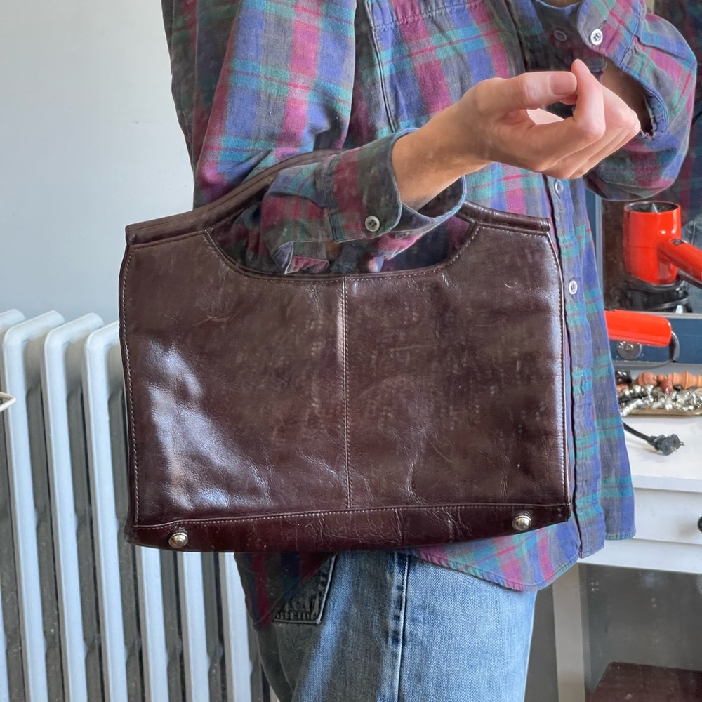 Chocolate Brown Genuine Leather Y2K Aldo Clutch Purse